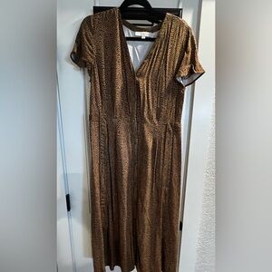 LOFT Brown Animal Print Maxi Dress